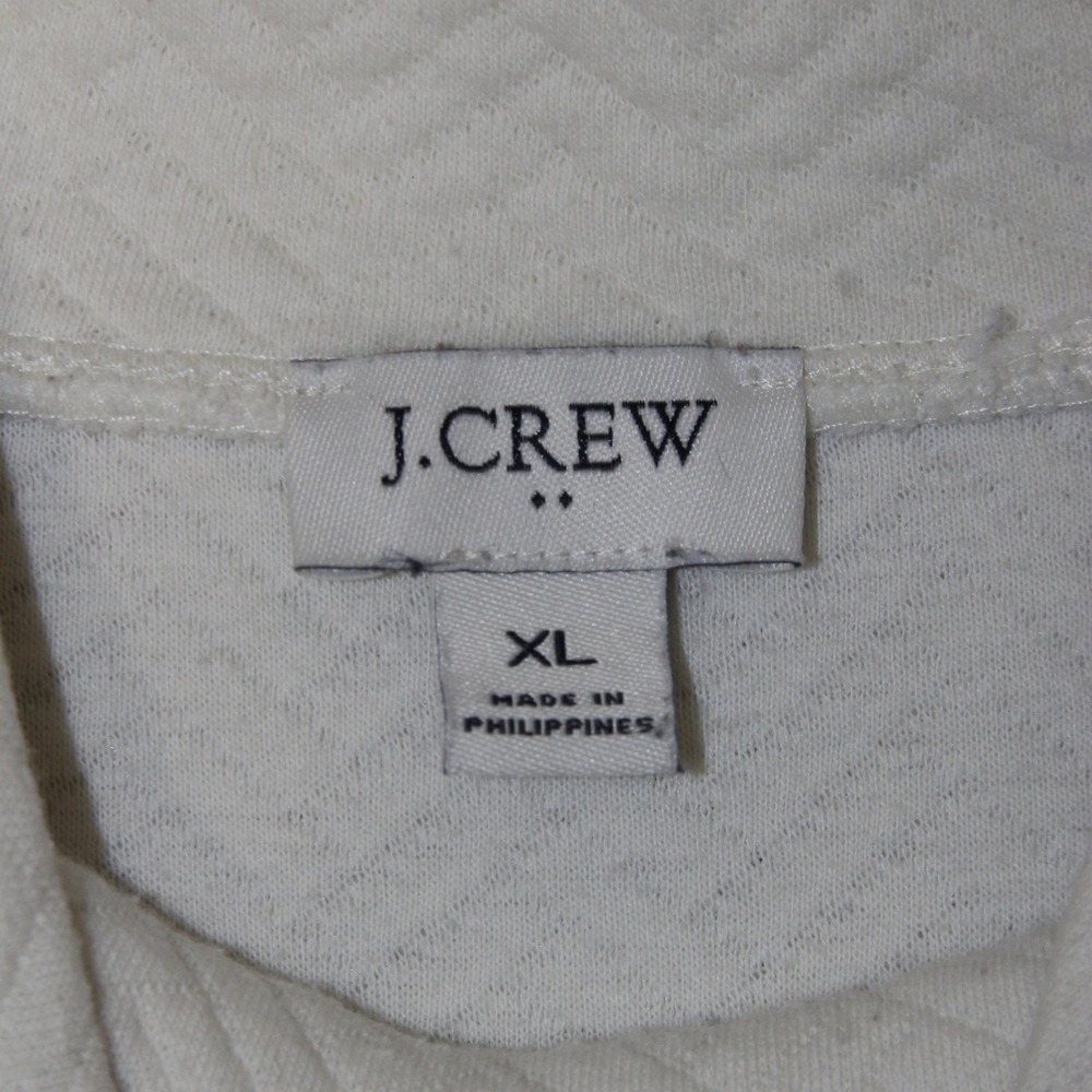 J Crew Quilted Mock Neck Sweatshirt Womens XL Ivory Gold Button Side Detail - Picture 2 of 6